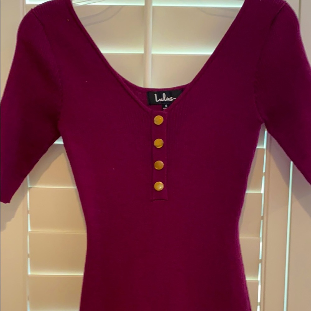 Maroon stretch short sleeve dress